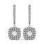 Boucles d'oreilles en diamant coussin double halo en or blanc 14 carats