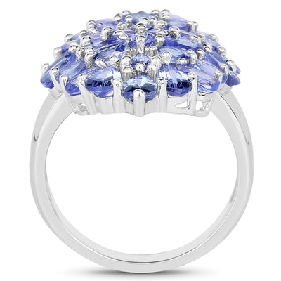 4.62 Carat Genuine Tanzanite Sterling Silver Engagement Ring