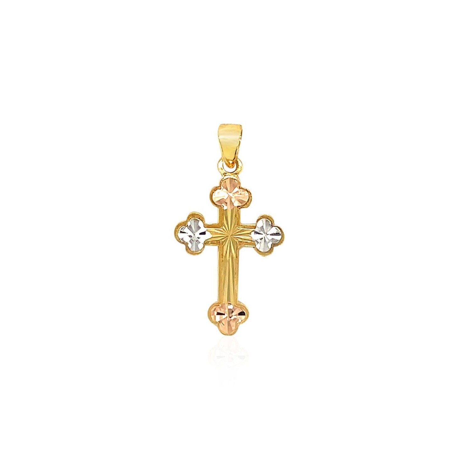 Colgante de Cruz de Oro Tri Color de 14k