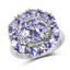 Bague de fiançailles en argent sterling avec tanzanite véritable de 2,92 carats