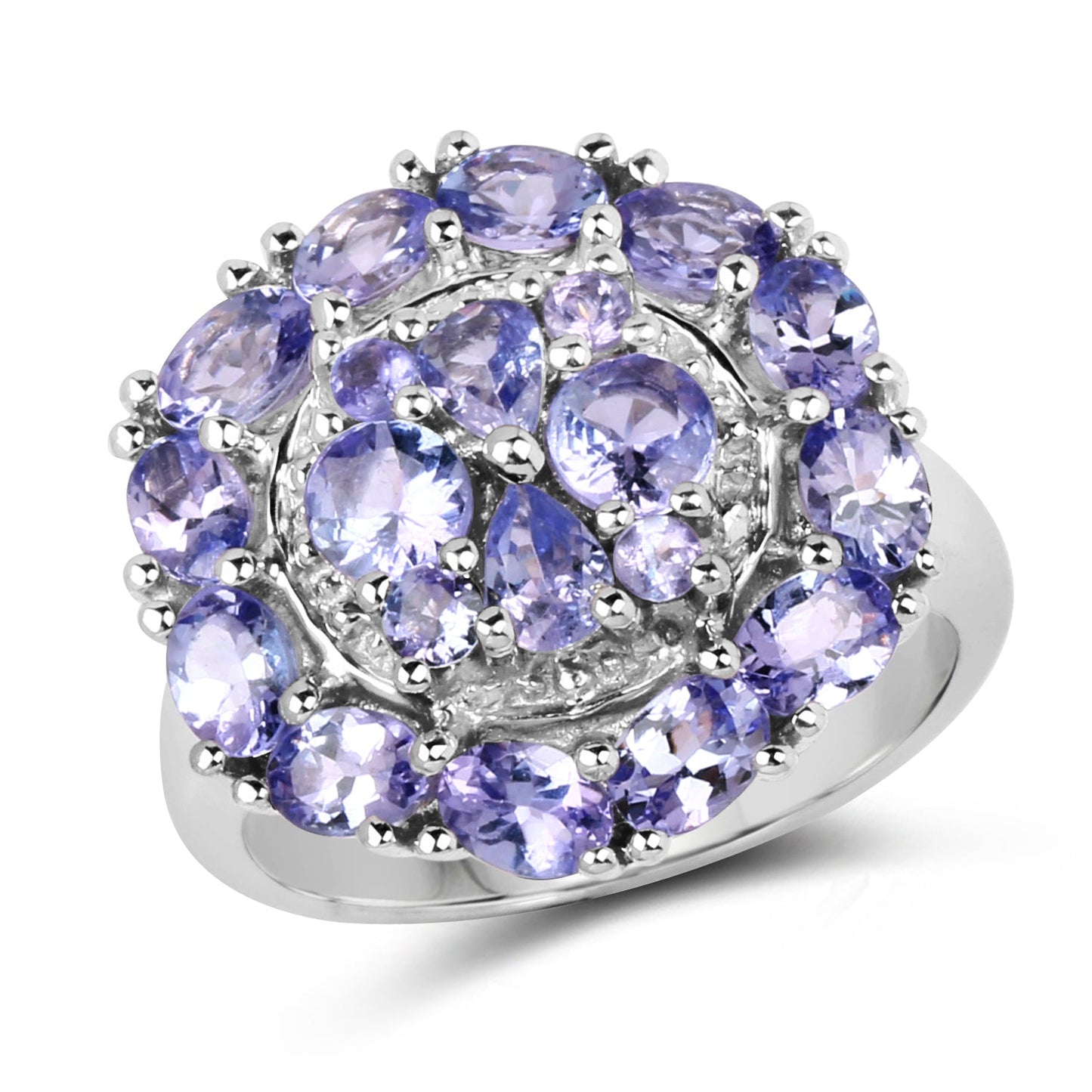 Bague de fiançailles en argent sterling avec tanzanite véritable de 2,92 carats