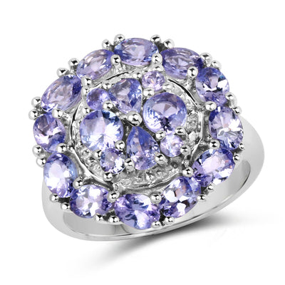 2.92 Carat Genuine Tanzanite Sterling Silver Engagement Ring