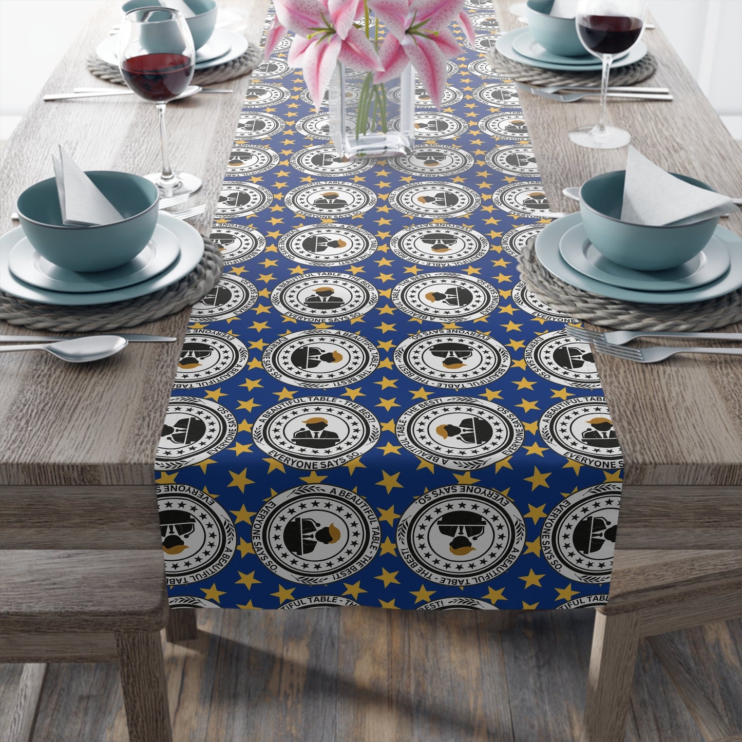 Elegant Faux Seal Pattern Table Runner