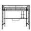 Loft Bed with Desk and Shelf   Space Saving Design Full Black - Korvel