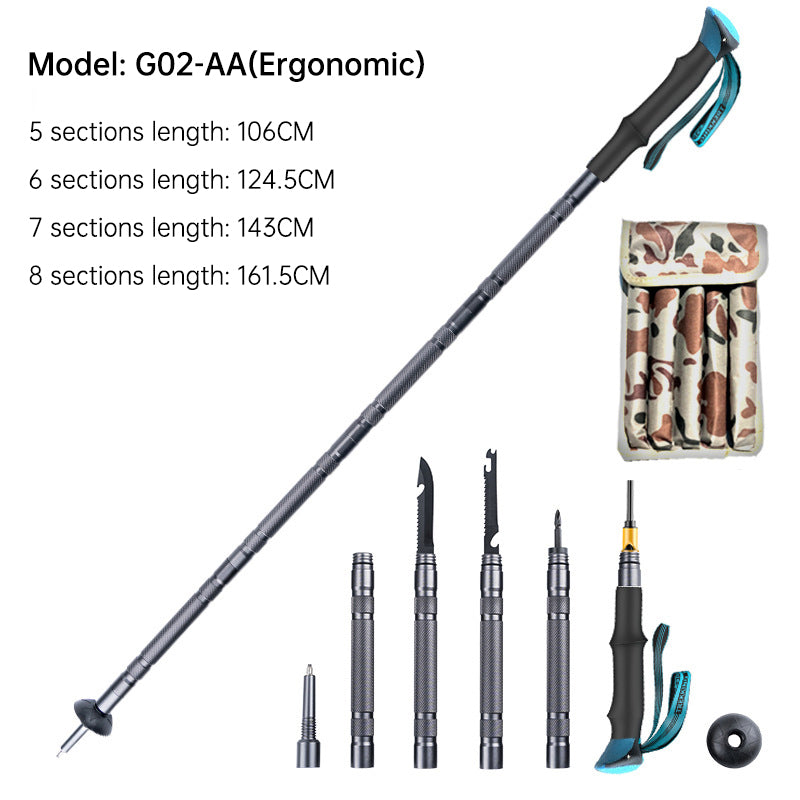 Folding telescopic outdoor hiking tactical self-defense stick Walking stick - Korvel