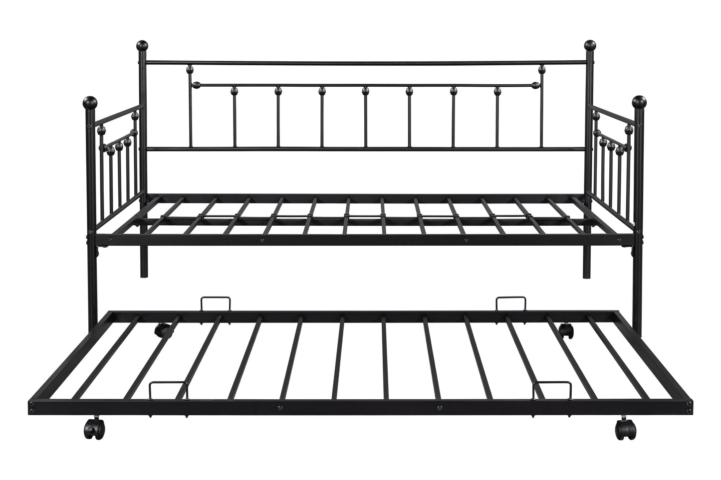 Retro Black Metal Double Bed with Flexible Ear Shaft