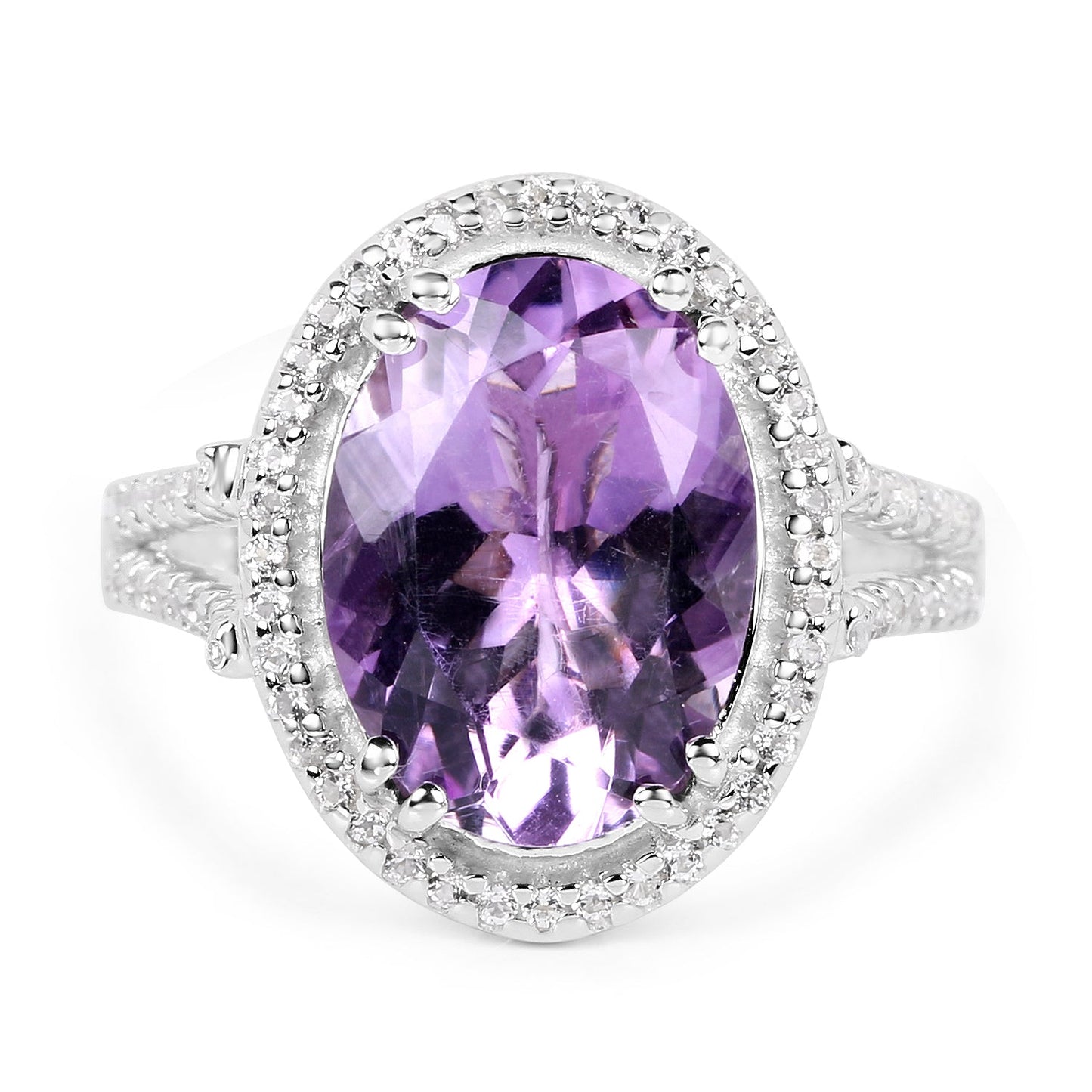 5.55 Carat Amethyst & White Topaz Sterling Silver Ring