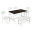 TOPMAX Farmhouse 6-Piece Trestle Dining Table Set with Upholstered Dining Chairs and Bench  59inch, White - Korvel
