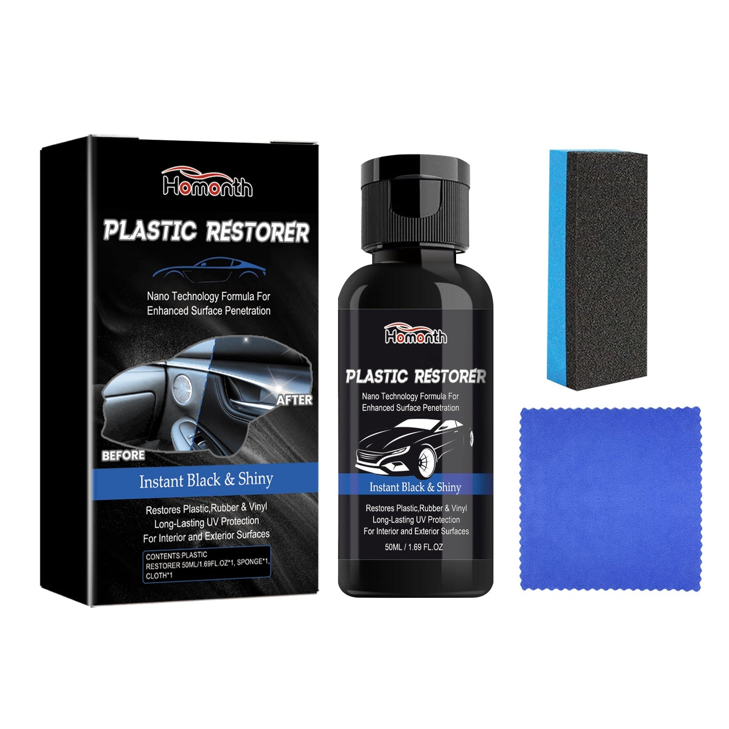 Plastic Restorer, Clean Interior Seat Dashboard Decontamination Polish Maintenance Refurbished Cleaner - Korvel