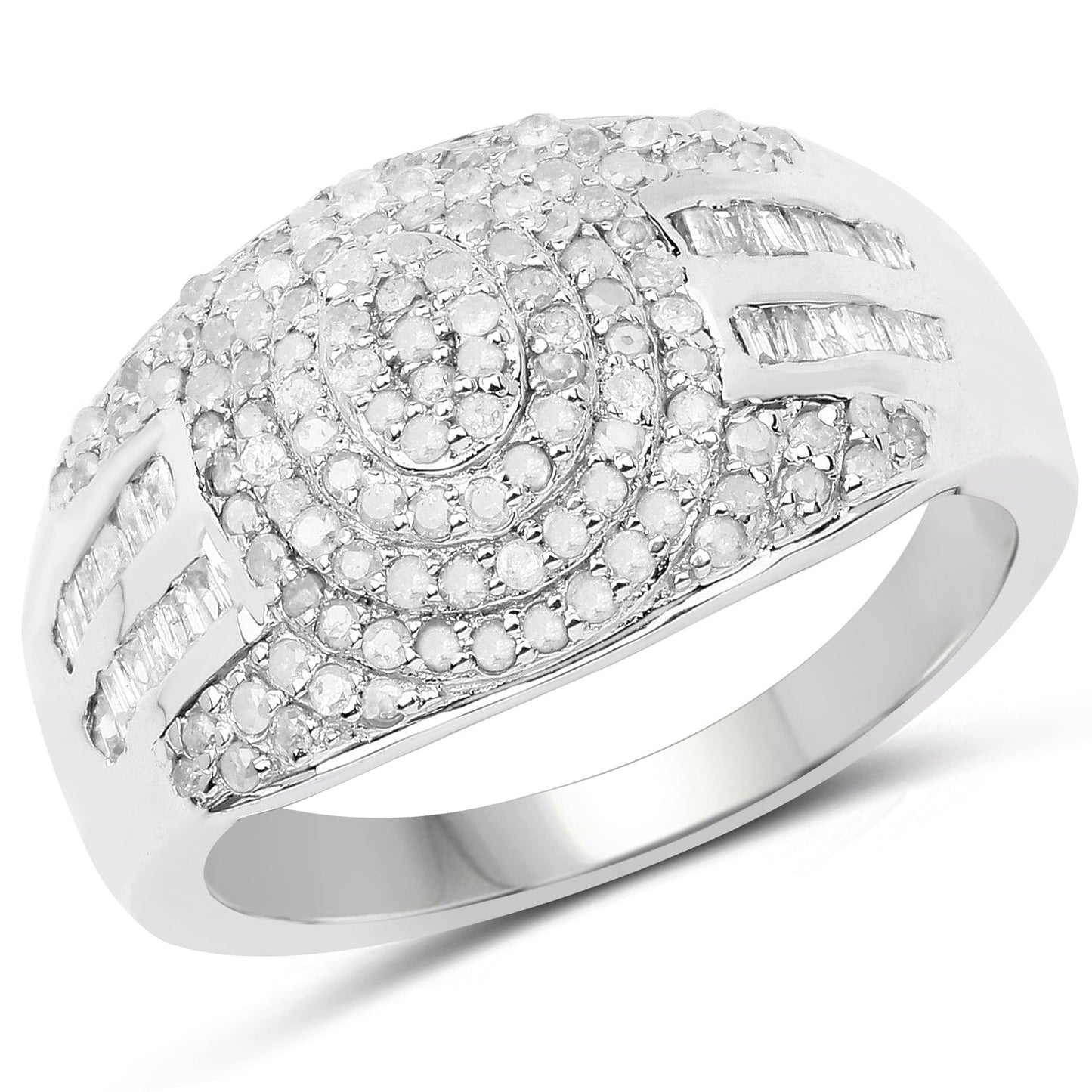 Anillo de Compromiso de Diamante Blanco Genuino de 1.15 Quilates en Plata de Ley