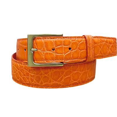 Ceinture en cuir pleine peau orange mat premium