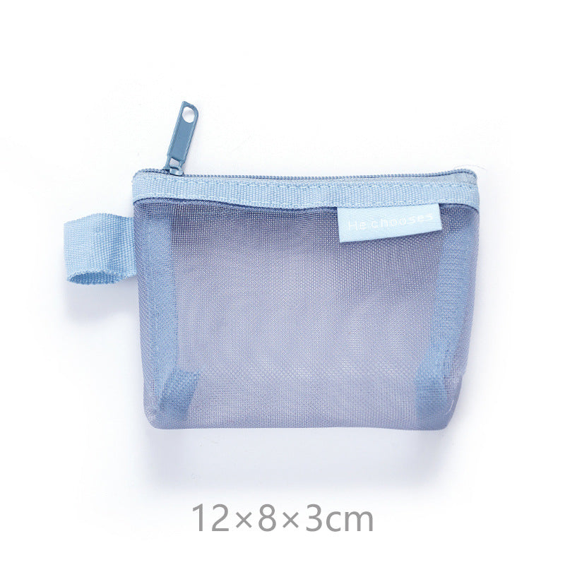 Simple three-dimensional triangle mesh coin key earphone storage bag transparent storage bag - Korvel