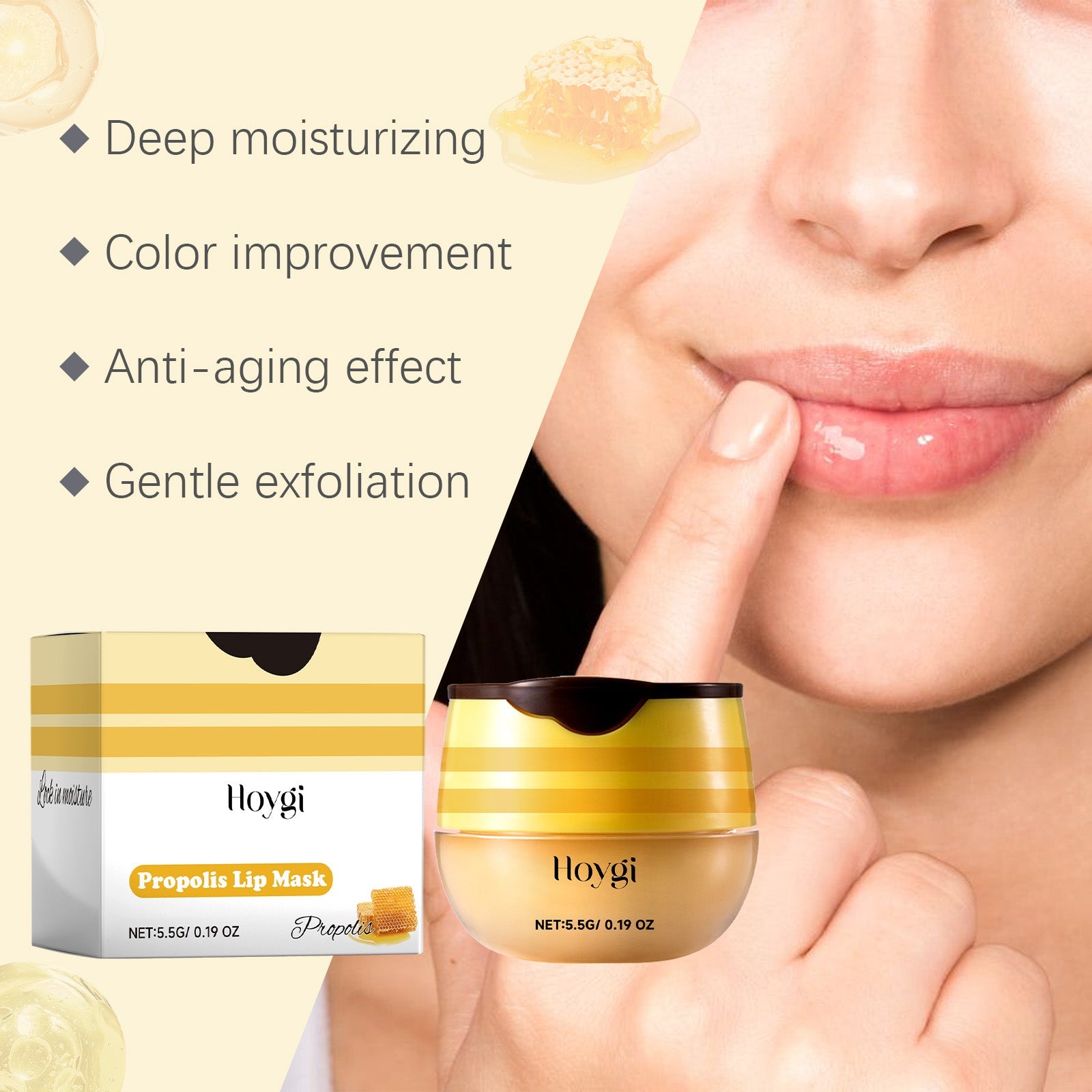 Propolis Lip Mask, Fade Lip Lines, Anti-Crack Lip Balm Moisturizing Lip Care Lip Mask - Korvel