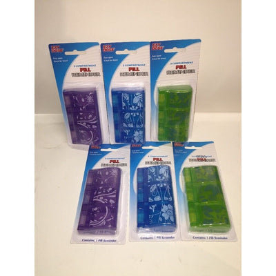 EZY Dose Easy Open 3-Compartment Pill Reminder - Value Bundle of 6