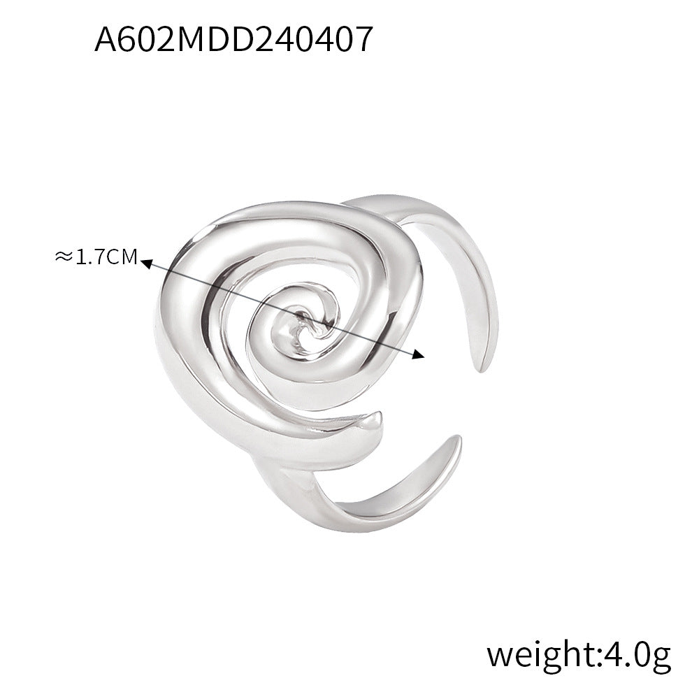 Bague en acier titane en forme de spirale