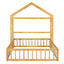 Wooden Full Size Children's Bed with Detachable Headboard and Integrated Clothes Drying Rack, Natural - Korvel