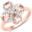 Bague en argent sterling de 1,67 carat en morganite et topaze blanche
