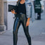 Black Faux Leather High Waist Leggings - Korvel