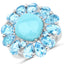 Anillo de Turquesa Genuina de 9.50 Quilates y Topacio Azul Suizo