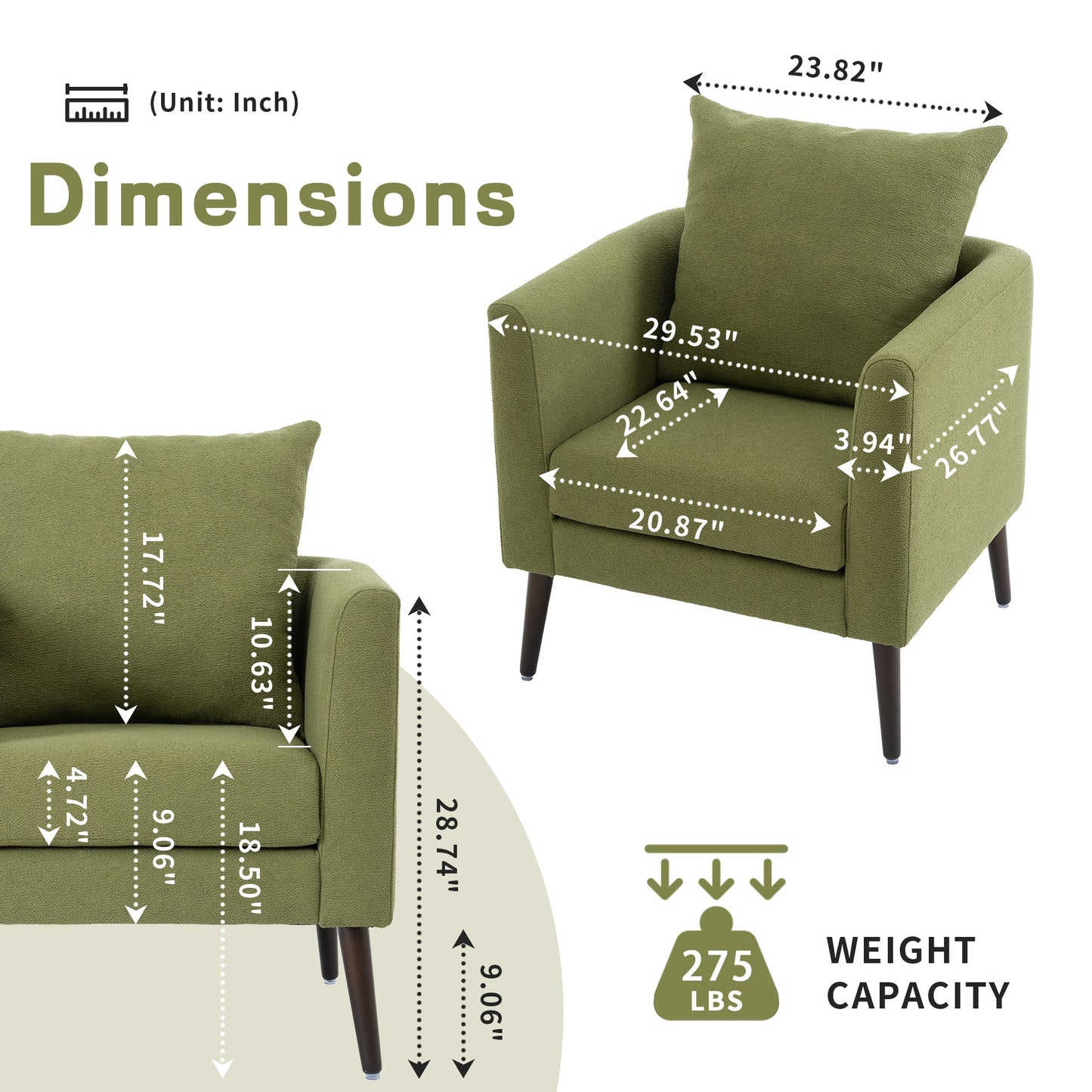 Silla Barrel Verde Oliva - Sillón de Tela Moderna