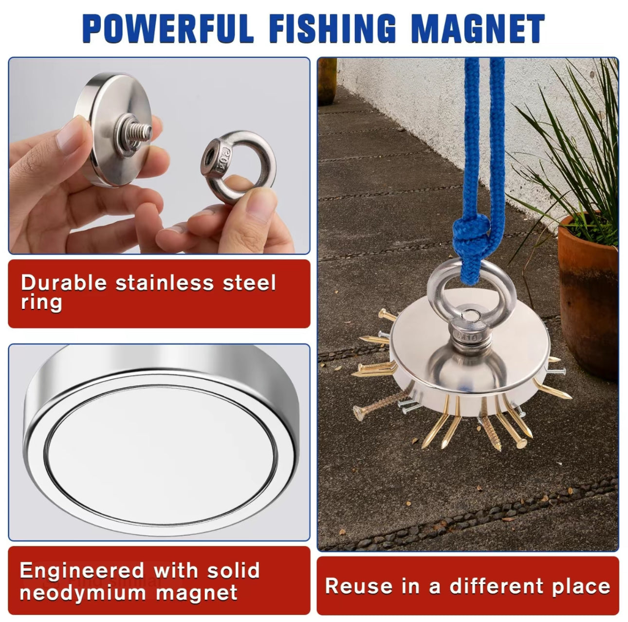 MagnaHook 350 Retrieval Magnet - Heavy-Duty Neodymium Tool