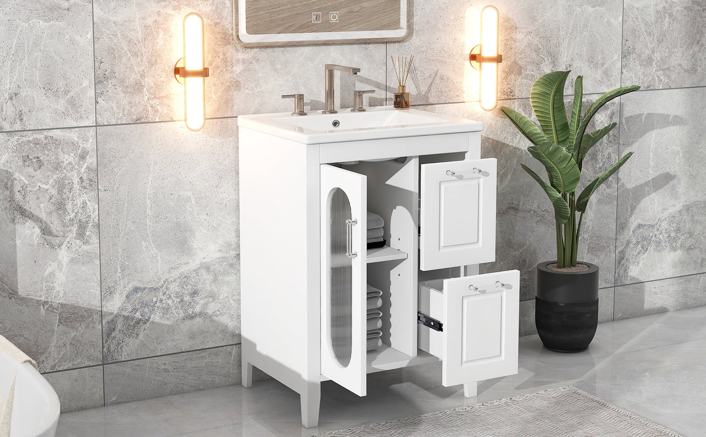 Elegant 24" Bathroom Vanity with Sink and Storage