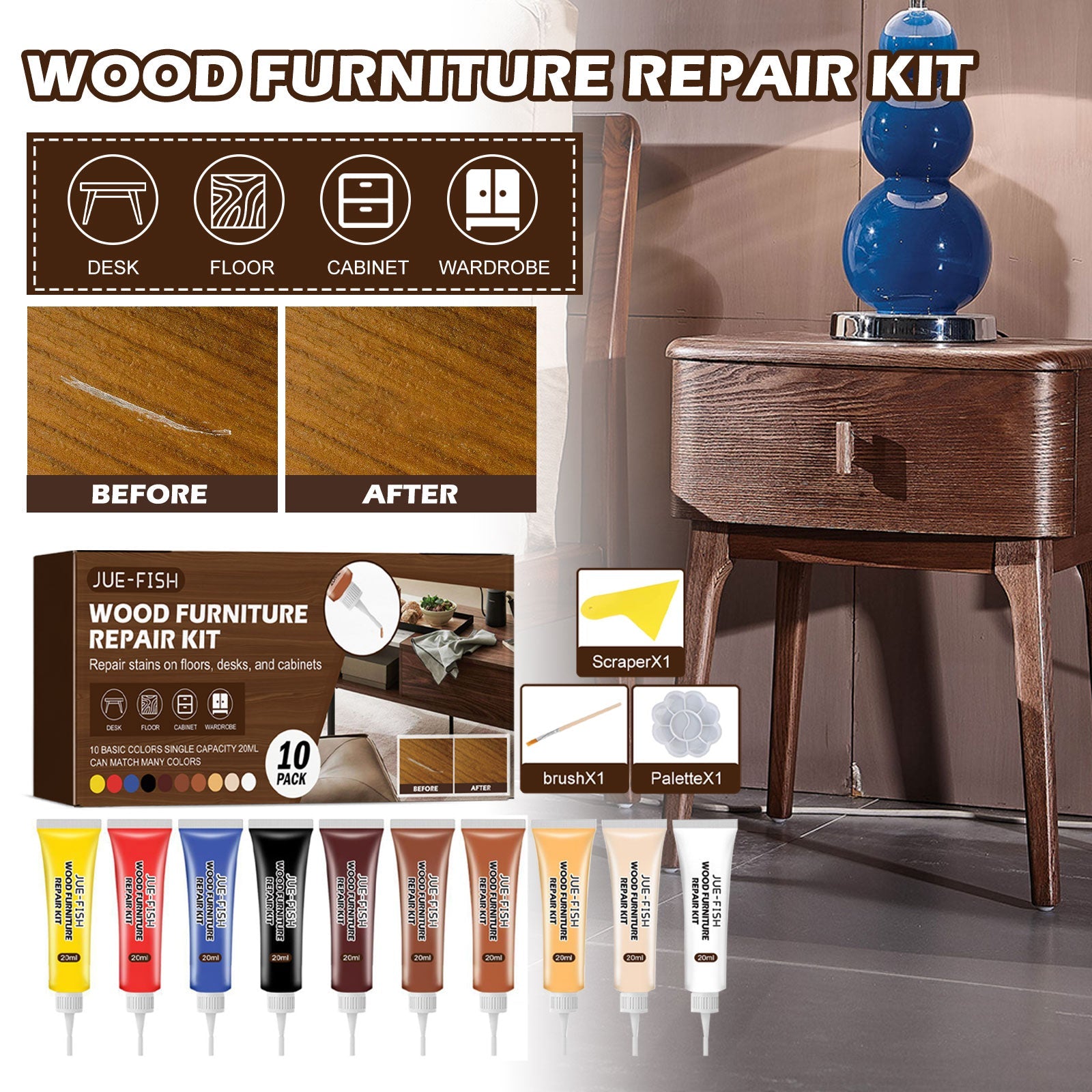 Wood Furniture Repair Kit Furniture Beauty Repair Material Repair Faded Touch Up Kit - Korvel