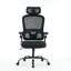 High backrest mesh office chair with 3D armrests, rotating computer task chair with adjustable 2D headrest, tilt function black - Korvel