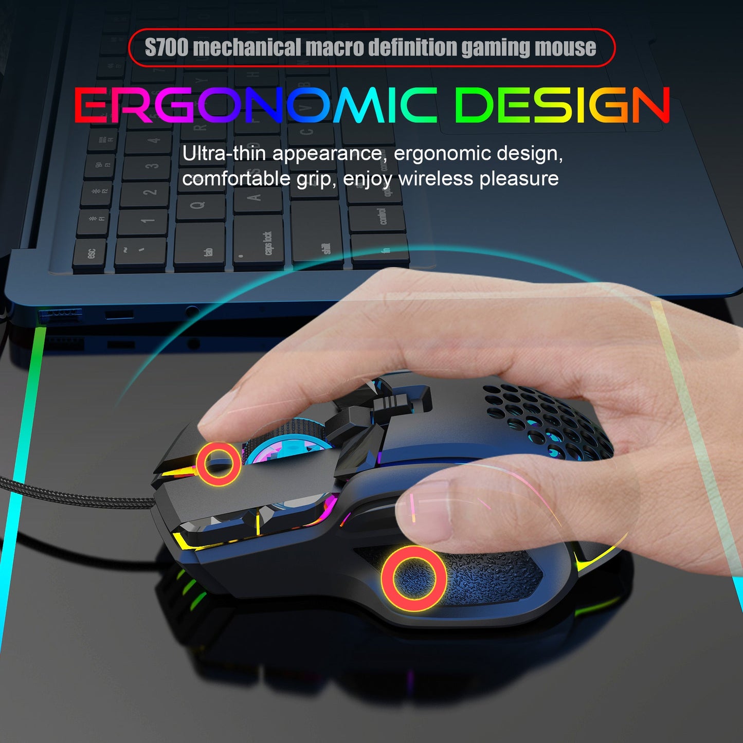 S700 Programmable Gaming Mouse with RGB Lighting