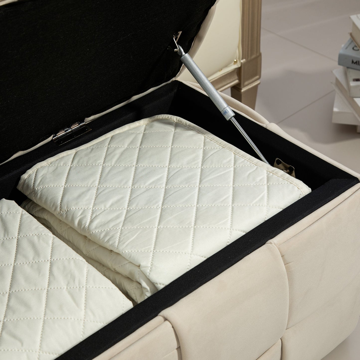 Ottomana de Almacenamiento Tapizada COOLMOR - Beige