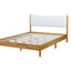 Queen Size Rubber Wooden , Solid Wooden Bed with Teddy Velvet Cushion Upholstered Headboard, Enhanced by Support Feet - Korvel