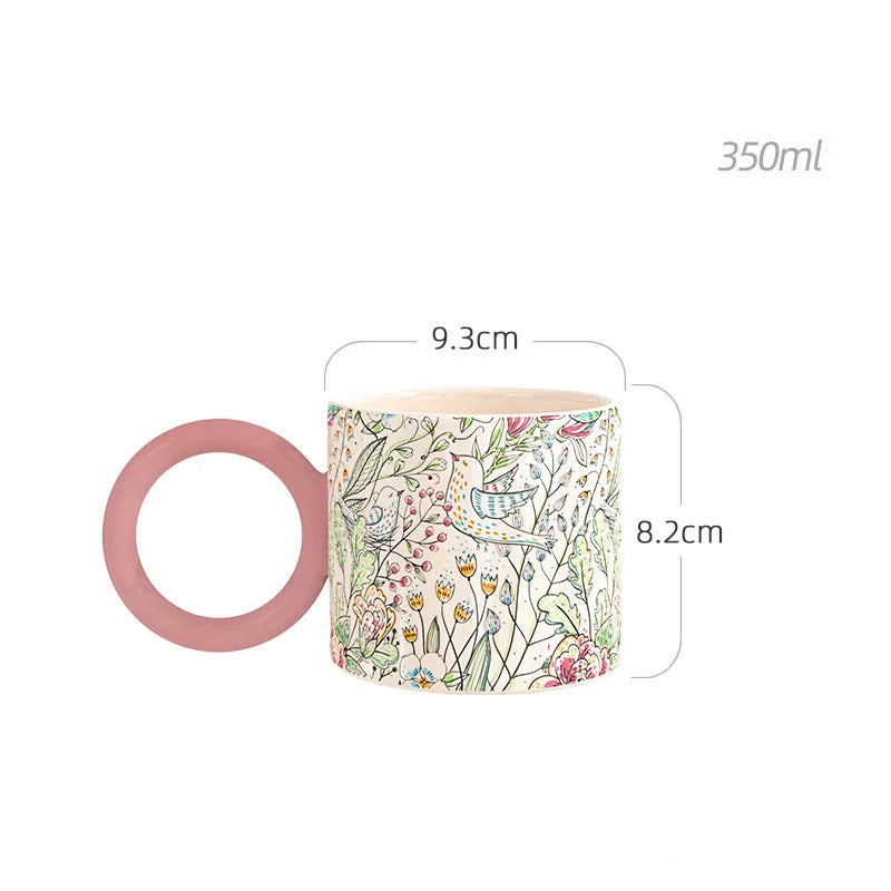 British Style Ceramic Mug Cute Coffee Cups Personality Gift Household Color Painting  Kawaii Girls Breakfast Oat Milk Mugs - Korvel