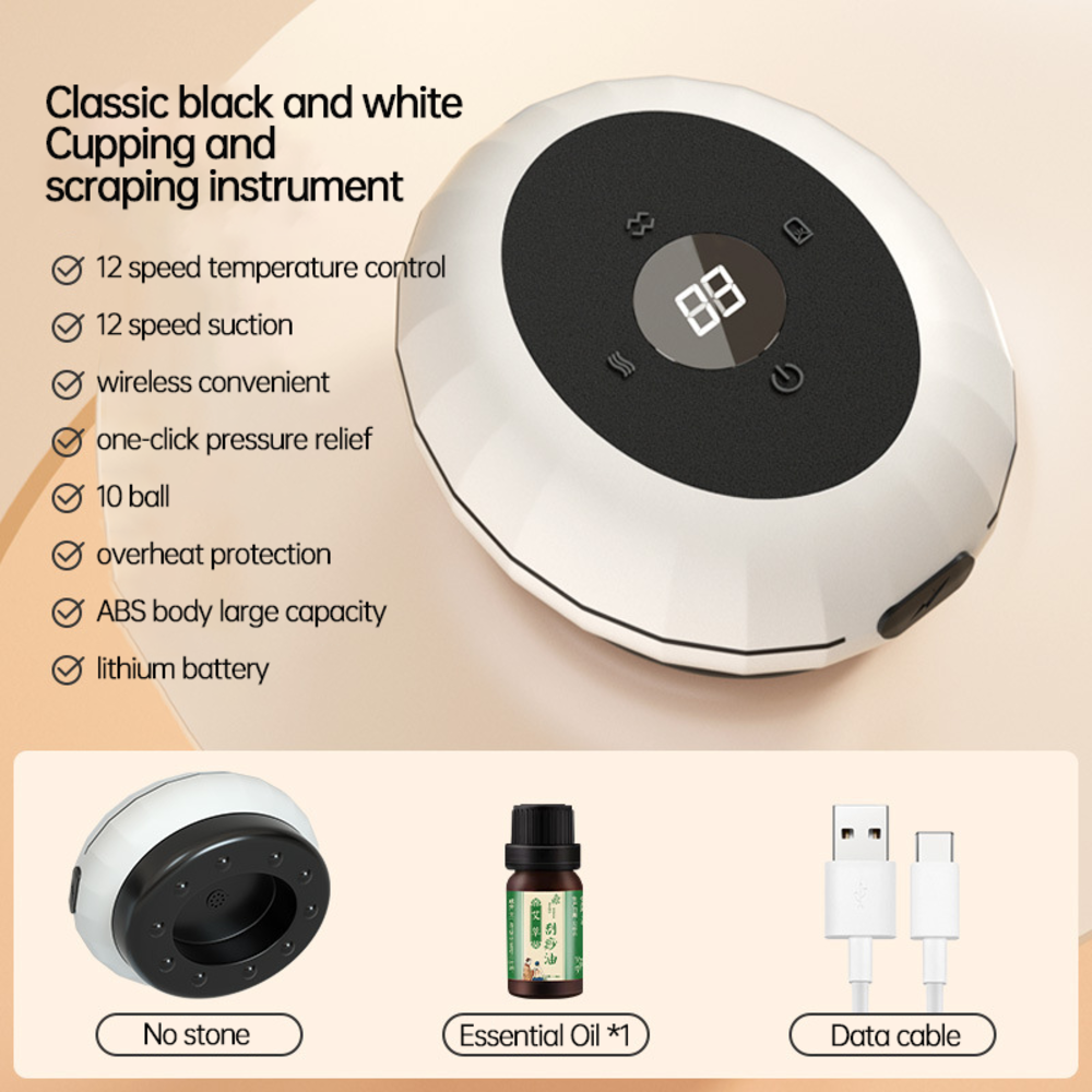 12 Levels Electric Intelligent Scraping Cupping Device Household Wireless Cup Instrument Painless Dredge Meridians Health Care - Korvel