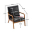 COOLMORE modern style chair, solid wood cushion lounge armchair with a pillow (black PU) - Korvel