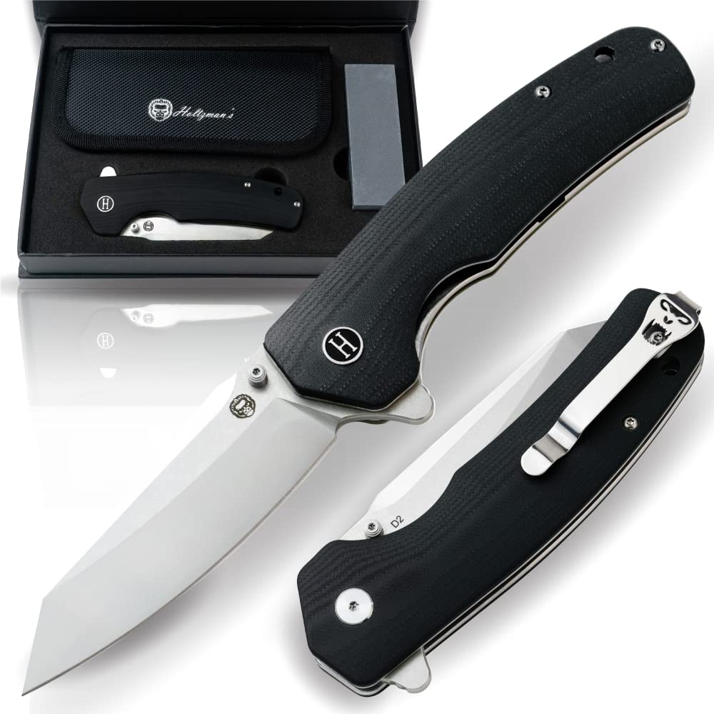 Premium Clip Point Folding Pocket Knife Gift Set (Grey and Red)
