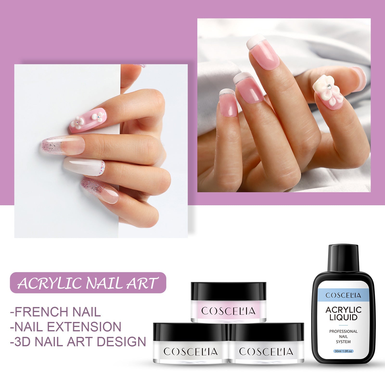 COSCELIA New 9 Color Crystal Color Powder 30Ml Crystal Liquid Manicure Tool Full Set Of Beginners - Korvel