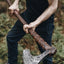 Handcrafted Viking Battle Axe with Premium 1095 Steel Blade & Leather-Wrapped Rosewood Handle - Korvel