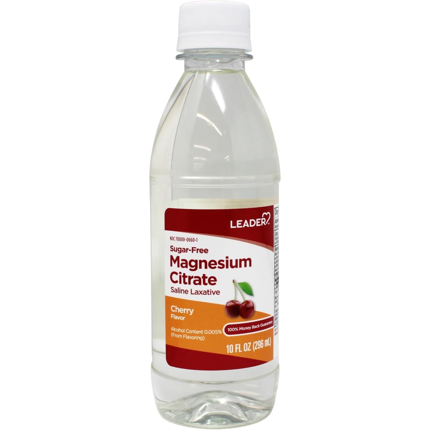 Laxante Salino de Magnesio Citrato Líquido Leader - Sabor Cereza, 10 Oz