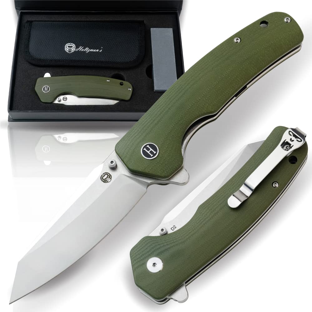 Premium Clip Point Folding Pocket Knife Gift Set (Grey and Red)