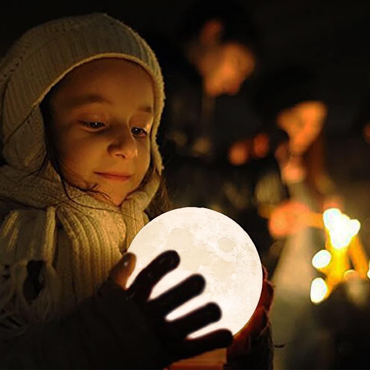 Lampe de Lune Imprimée en 3D - Lampe de Nuit à Contrôle Tactile