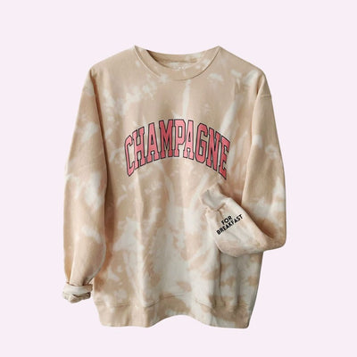 Champagne Tie-Dye Sweatshirt with Customizable Cuff