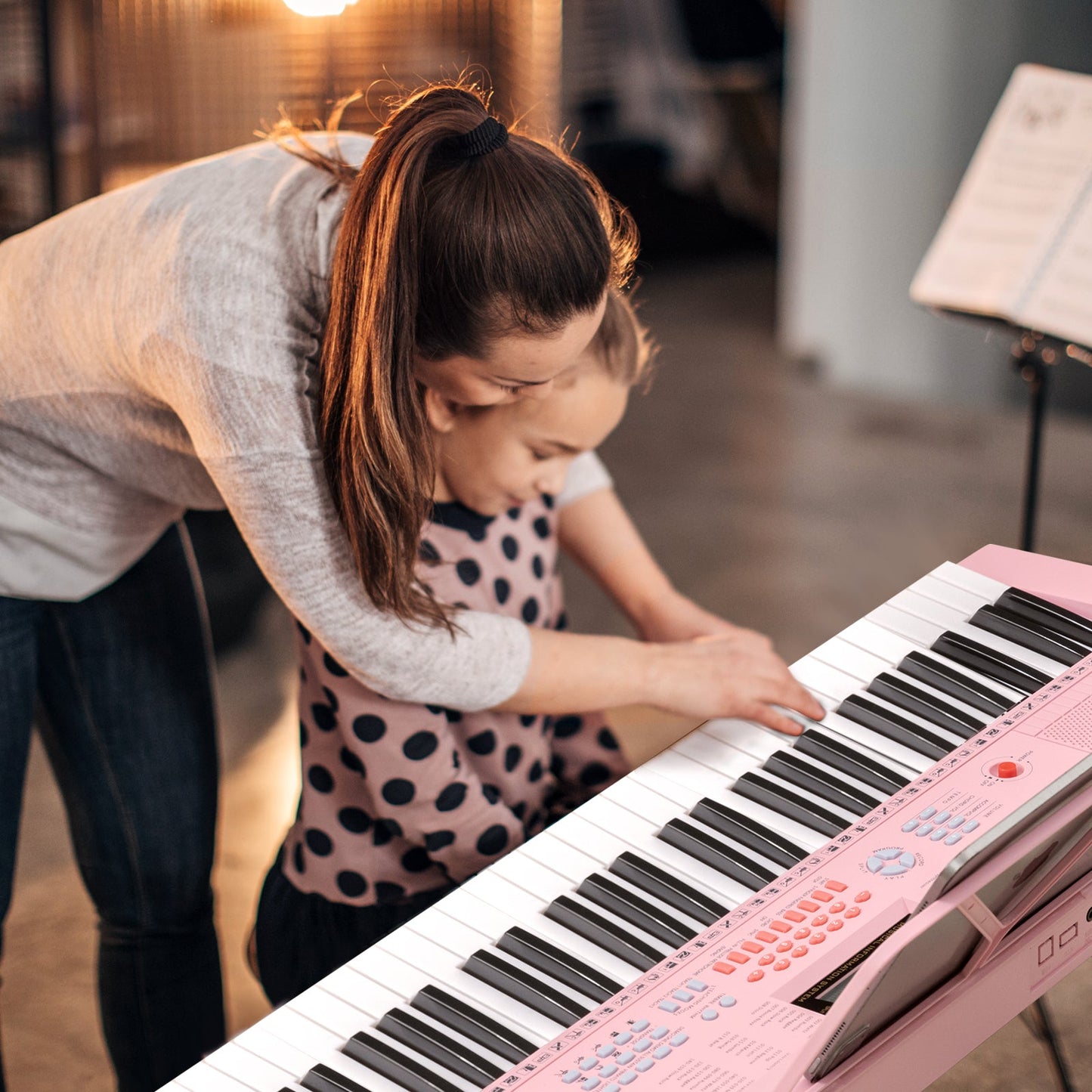 61-Key Electric Piano Keyboard for Beginners - Pink