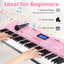 61-Key Electric Piano Keyboard for Beginners - Pink