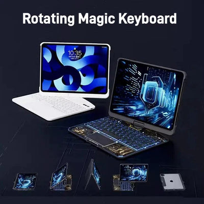 360° Swivel Keyboard Clear Case for iPad with Pen Slot