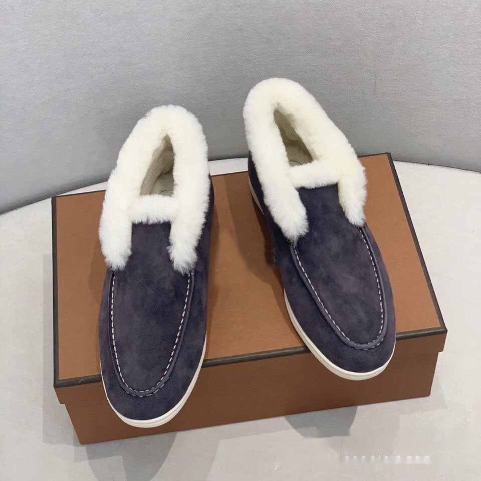 Bottes courtes en cuir laineux pour la neige - Doublées en polaire pour la chaleur