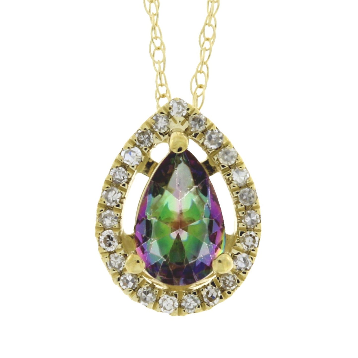 Treated Topaz & Diamond Pendant in 14KT Yellow Gold