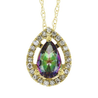 Treated Topaz & Diamond Pendant in 14KT Yellow Gold