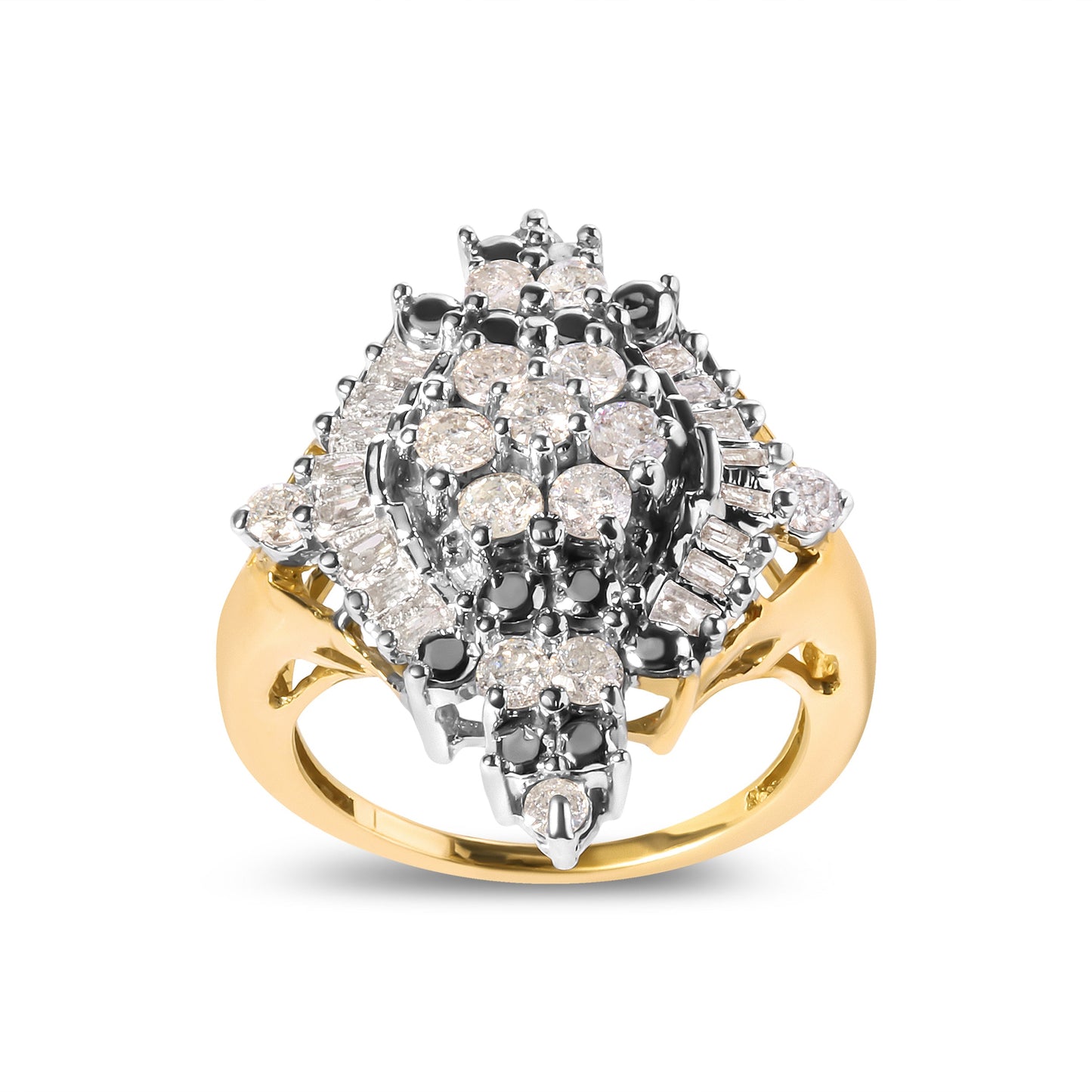 10K Yellow Gold Diamond Cluster Halo Ring - Size 7
