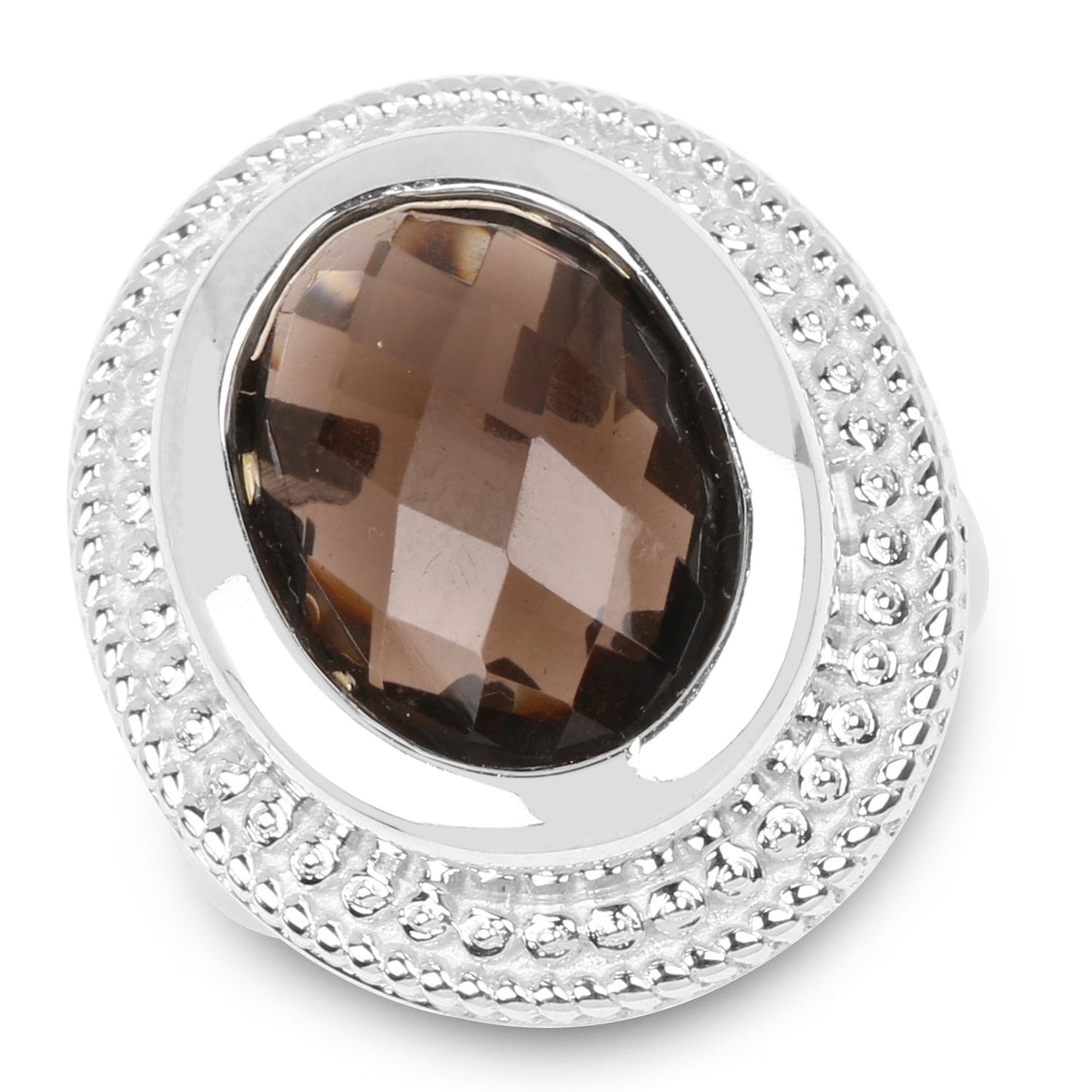 7.90 Carat Genuine Smoky Quartz Sterling Silver Ring