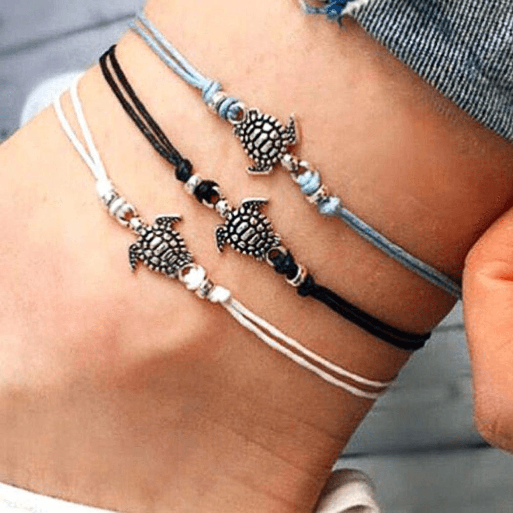 Handmade Vintage Turtle Ankle Bracelet for Women